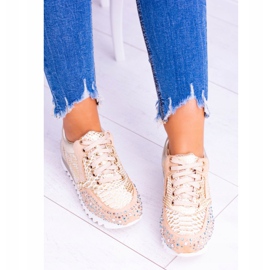 Scarpe Sportive Donna Dorate Con Paillettes Lu Boo Infinitiale d'oro 2