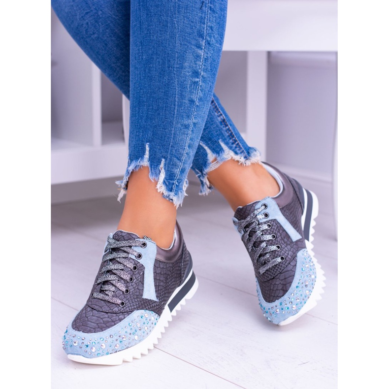 Scarpe Sportive Donna Blu Con Paillettes Lu Boo Infinitiale 1