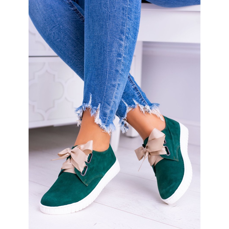 Butmil Sneakers Loop da donna in pelle verde 1