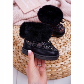 FRROCK Caldi stivali da neve per bambini con pelliccia Black Crystal Fox nero 1