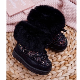 FRROCK Caldi stivali da neve per bambini con pelliccia Black Crystal Fox nero 2