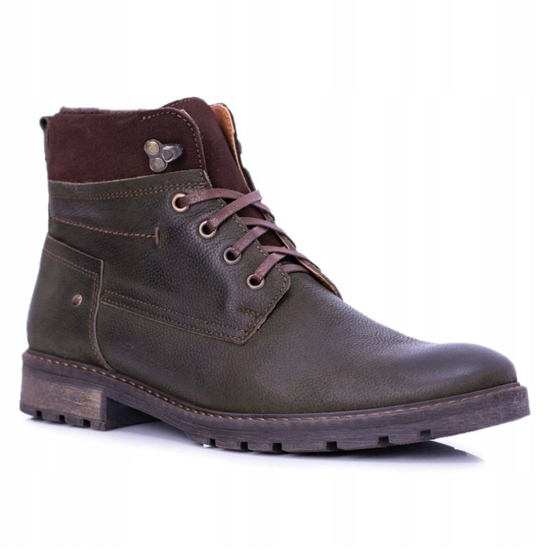 Stivali caldi da uomo Neex in pelle verde oliva Kobe 2
