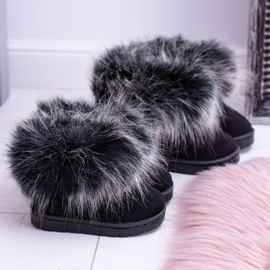 FRROCK Stivali Da Neve Per Bambini Con Pelliccia Nera Piccola Volpe nero 1