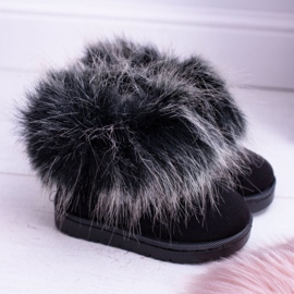FRROCK Stivali Da Neve Per Bambini Con Pelliccia Nera Piccola Volpe nero 2