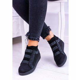 PS1 Scarpe Sportive da Donna in Pelle Scamosciata Nere con Petite Cubic Zirconia nero 2