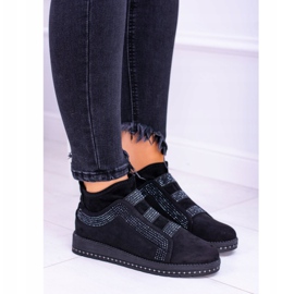 PS1 Scarpe Sportive da Donna in Pelle Scamosciata Nere con Petite Cubic Zirconia nero 1