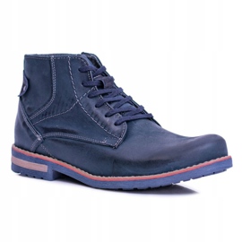 Stivali in pelle da uomo con cerniera Komodo 731 blu navy 1