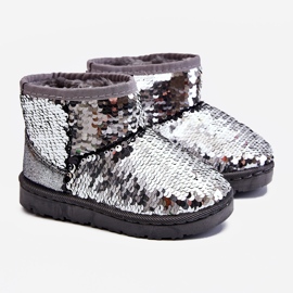 Stivali da neve per bambini argento caldo con paillettes Shard grigio 1