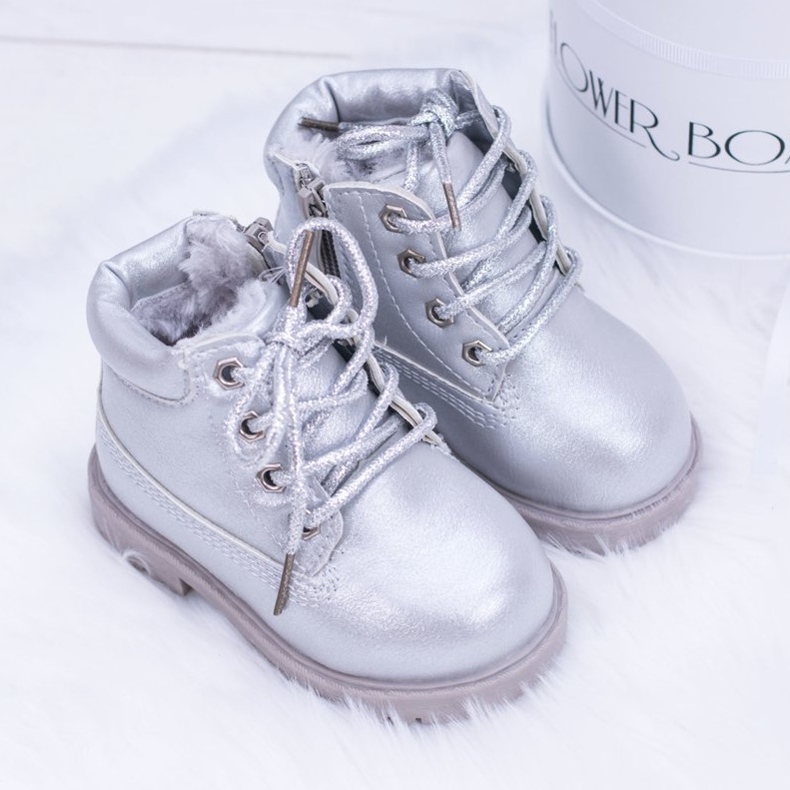 FRROCK Stivali Dexter Trappers isolati argento per bambini d'argento 2