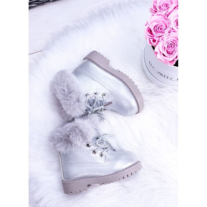 BM Stivali da bambino caldi argento Trappers Fobos 1