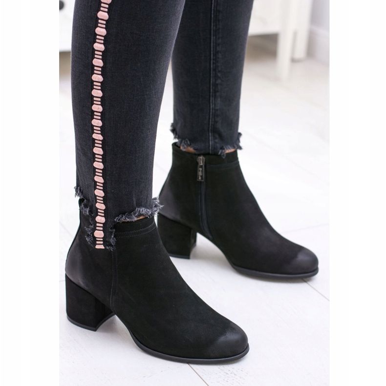Stivali da donna in pelle nera con tacco Nicole nero 2
