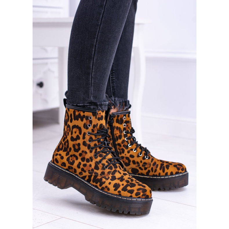 FRID Stivali Alti Da Donna Con Motivo Leopardo Grande marrone 2