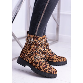 Stivali Alti Da Donna Con Motivo Leopardo Albere marrone 1