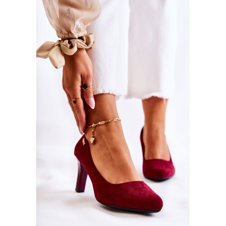 Décolleté da donna Sergio Leone Camoscio Bordeaux Orsola rosso 1