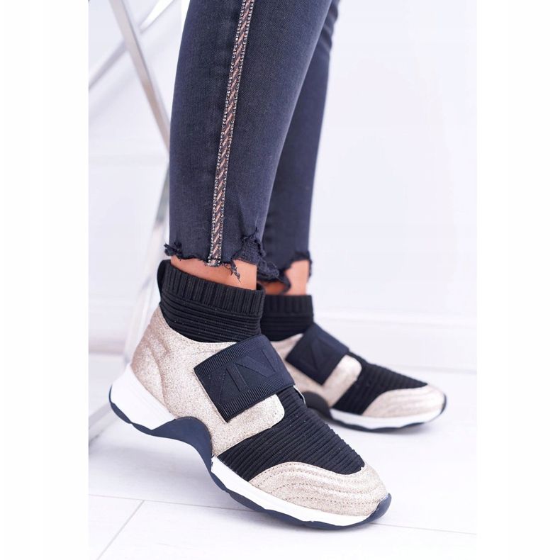 Scarpe Sportive da Donna Lu Boo Con Calzino Oro Glitter Phantom nero multicolore giallo 2