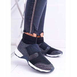 Scarpe Sportive da Donna Lu Boo Con Calzino Nere Glitter Phantom nero 1