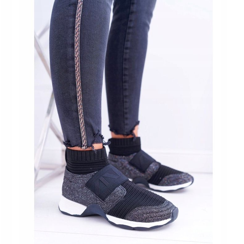 Scarpe Sportive da Donna Lu Boo Con Calzino Nere Glitter Phantom nero 2