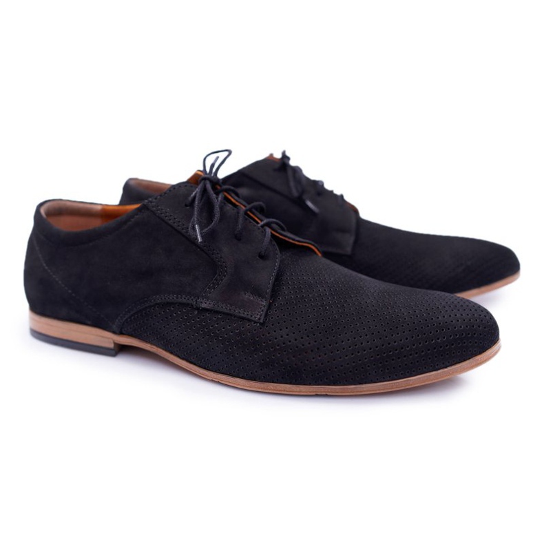 Bednarek Polish Shoes Scarpe brogue da uomo Bednarek Nubuck Openwork Black Hermes nero 1