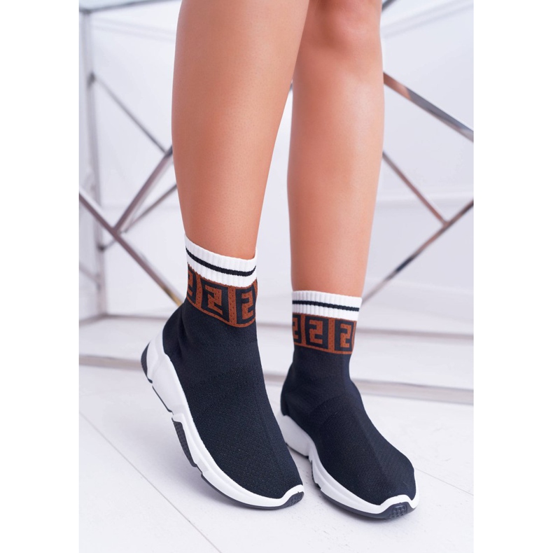 Scarpe Sportive da Donna Calzino Alto Nero Press multicolore 2