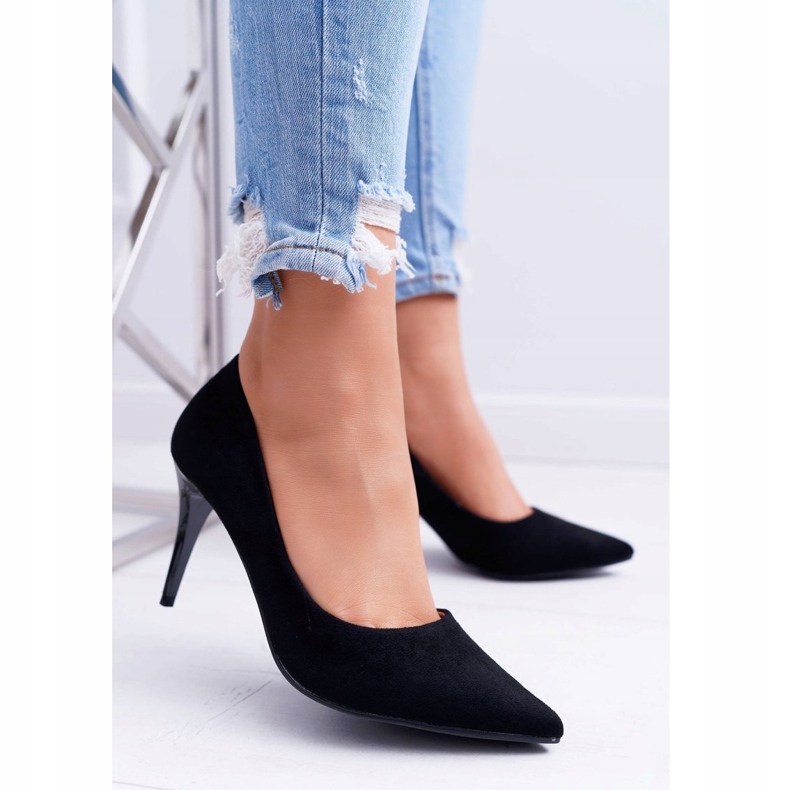 FB1 Tacchi A Spillo Da Donna In Pelle Scamosciata In Spitz Nero Crema 2