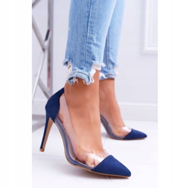 NFR Tacchi a spillo da donna trasparenti con Spitz Navy Blue Live blu navy 2