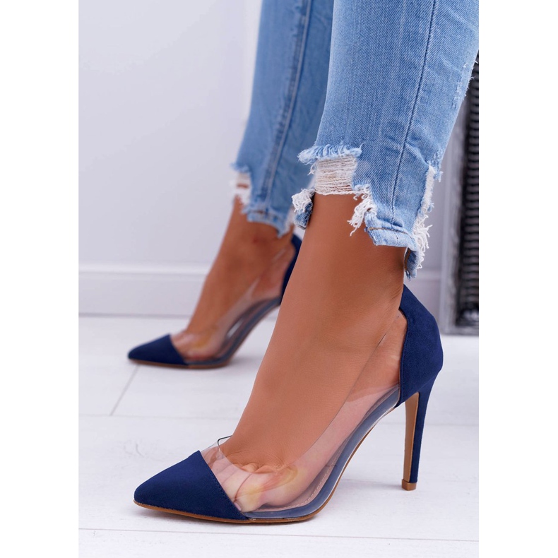NFR Tacchi a spillo da donna trasparenti con Spitz Navy Blue Live blu navy 1