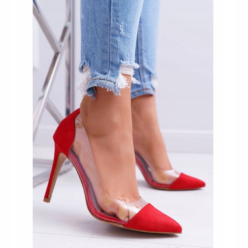NFR Tacchi a spillo da donna trasparenti Red Spitz Live rosso 2