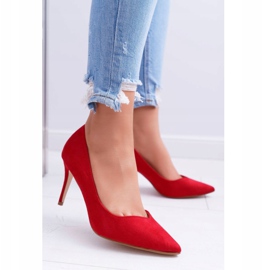 FB1 Tacchi A Spillo Da Donna In Pelle Scamosciata In Spitz Rosso Crema 2
