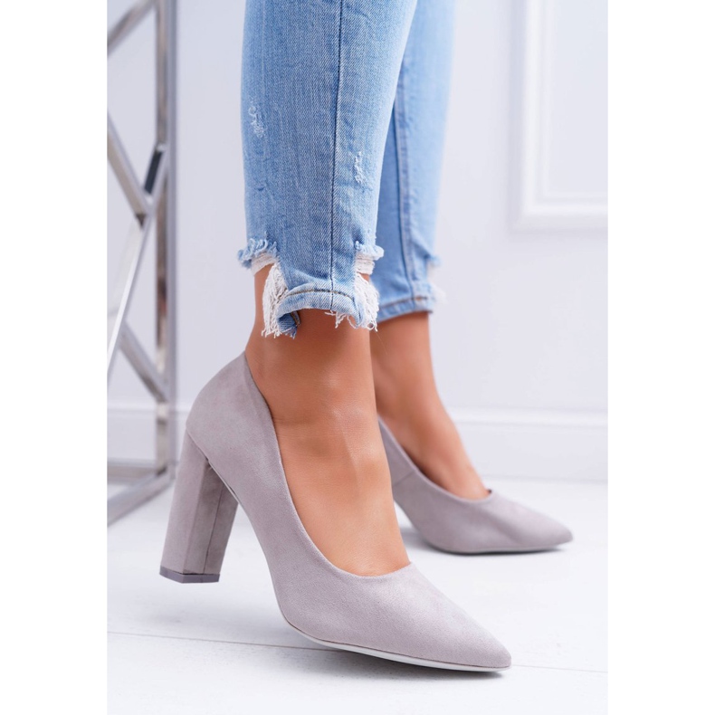 SEA Décolleté Da Donna Con Tacco In Pelle Scamosciata Grigio Fragola 1