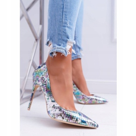 Tacchi a spillo da donna Lu Boo Green Snakeskin Spitz Iris multicolore verde 1