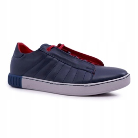 Bednarek Polish Shoes Scarpe sportive da uomo in pelle brogues Bednarek senza rete blu navy Geos 1