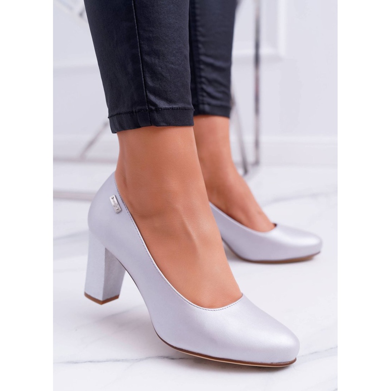 Décolleté da donna Sergio Leone PB130 Argento Perla Ambra grigio 2