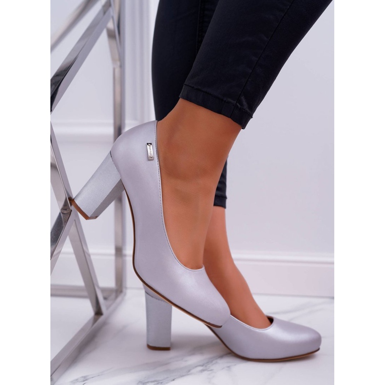 Décolleté da donna Sergio Leone PB130 Argento Perla Ambra grigio 1