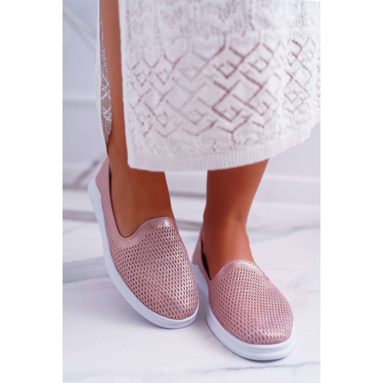 S.Barski Scarpe brogue da donna in pelle senza lacci Lordsy Pink Lordi rosa 2