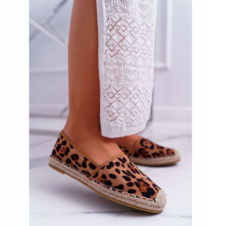 NFR Espadrillas da donna in pelle scamosciata leopardate Jungle marrone 1
