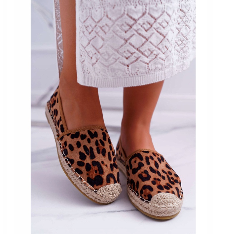 NFR Espadrillas da donna in pelle scamosciata leopardate Jungle marrone 2