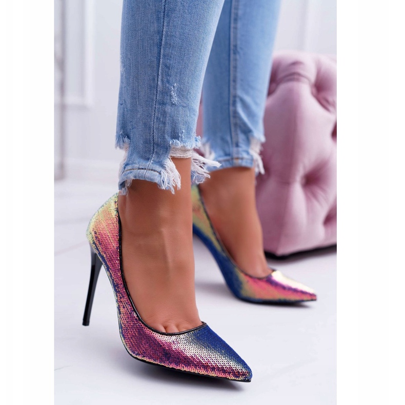 PS1 Tacchi a spillo da donna Iridescente con paillettes CrazyStuff nero 1