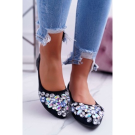 PS1 Ballerine da donna con pietre di cristallo nere nero 1