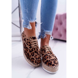 HAN Espadrillas da donna stringate in camoscio leopardate MyShoes marrone 1