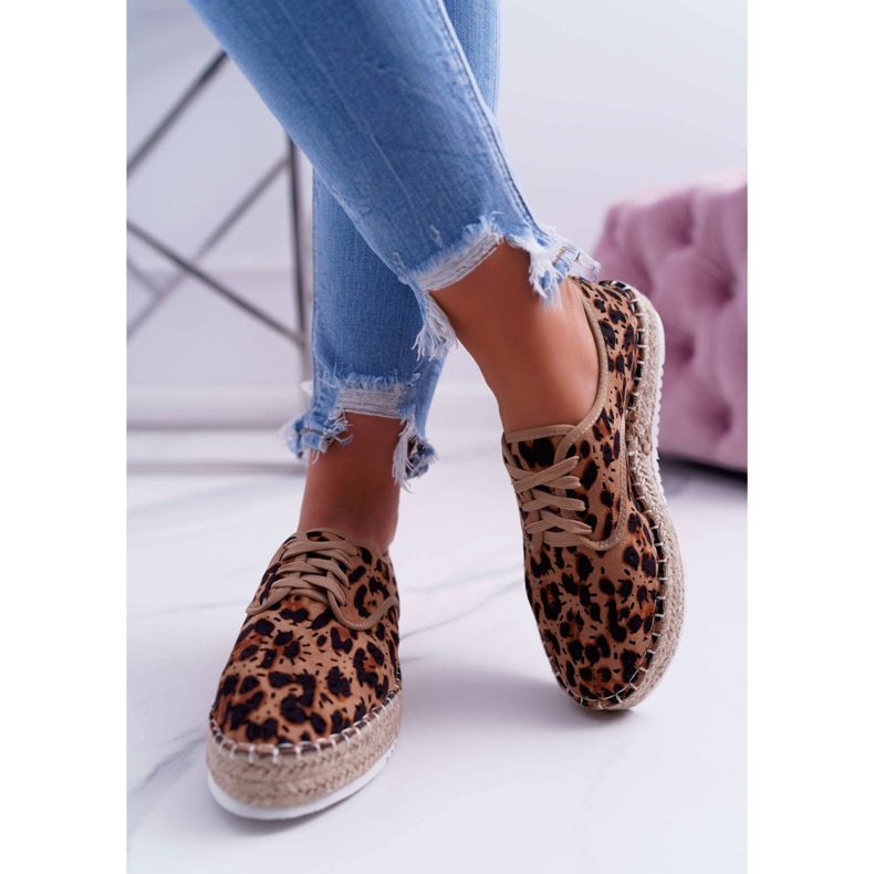 HAN Espadrillas da donna stringate in camoscio leopardate MyShoes marrone 2