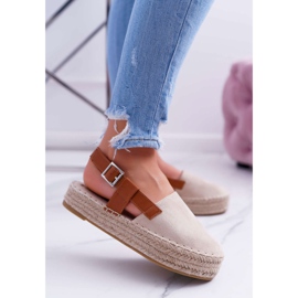 NFR Espadrillas da donna in camoscio su piattaforma parteno beige 1