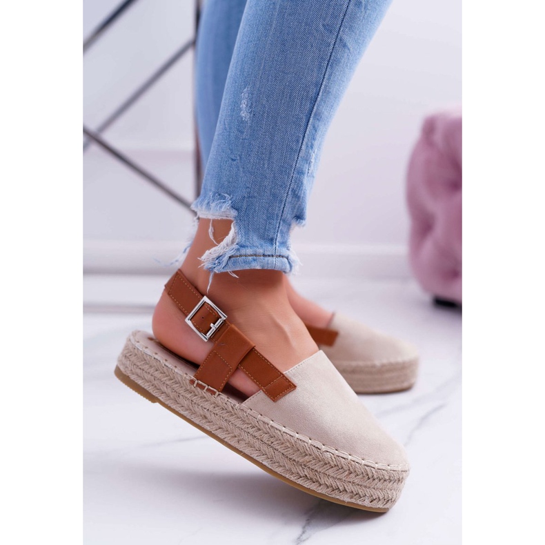 NFR Espadrillas da donna in camoscio su piattaforma parteno beige 1