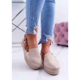 NFR Espadrillas da donna in camoscio su piattaforma parteno beige 2
