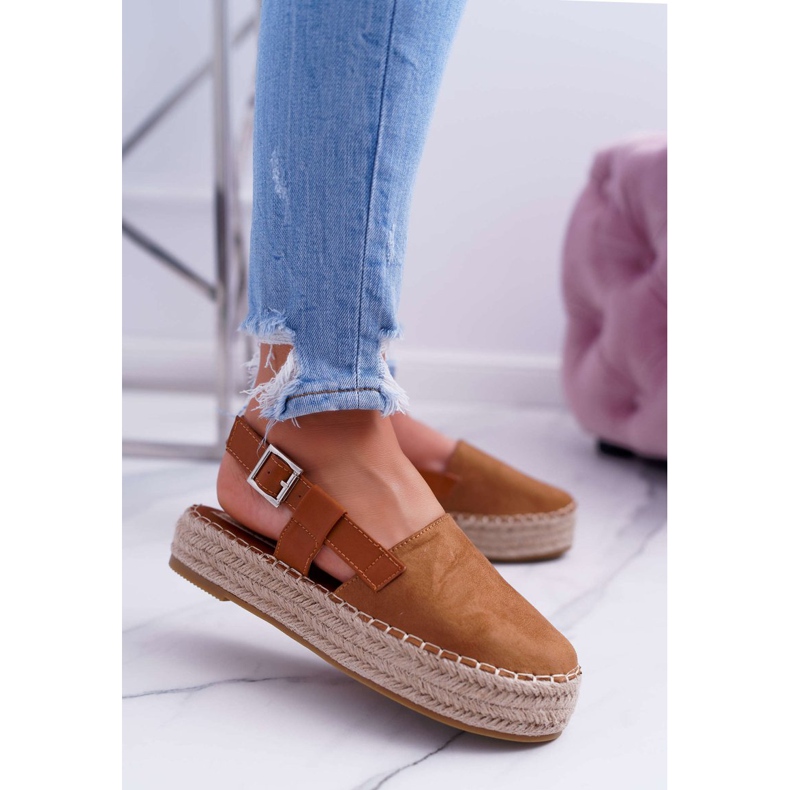NFR Espadrillas Da Donna In Camoscio Sulla Piattaforma Camel Parteno marrone 1