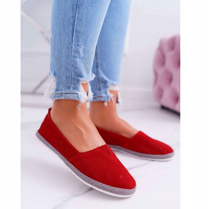 S.Barski Espadrillas Donna Pelle Scamosciata Rosso Bimbo 1