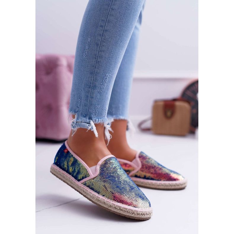 Espadrillas da donna Big Star Paillettes Iridescenti DD274A164 blu navy 1