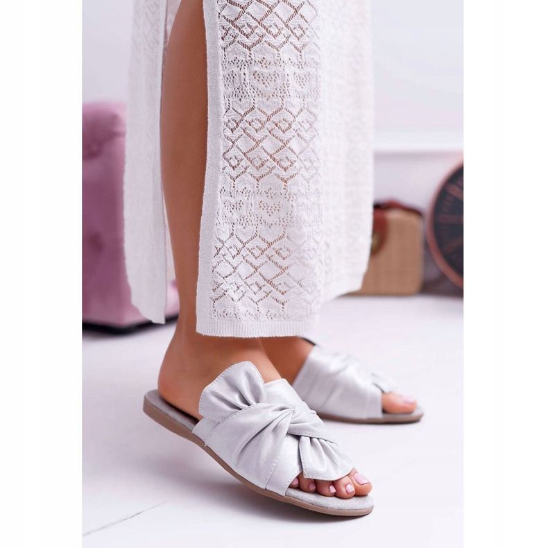 EVE Pantofole da donna con fiocco sul sedile grigio 1
