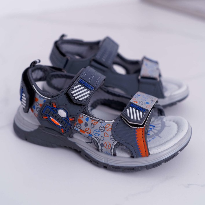 FRROCK Sandali da bambino per ragazzi con velcro Grigio Reksio 2