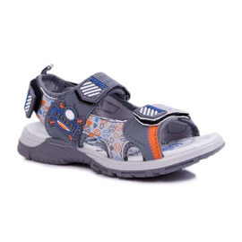 FRROCK Sandali da bambino per ragazzi con velcro Grigio Reksio 1
