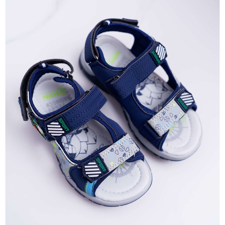 FRROCK Sandali da bambino per ragazzi con velcro Navy Blue Reksio blu navy 1